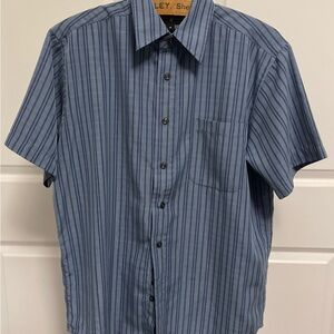 Beverly Hills Polo Club Navy Striped Button Down Shirt